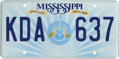 MS license plate KDA637