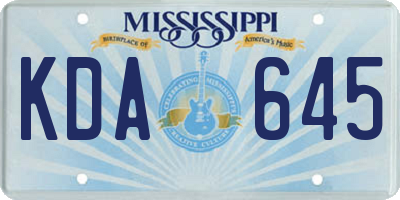 MS license plate KDA645