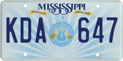 MS license plate KDA647