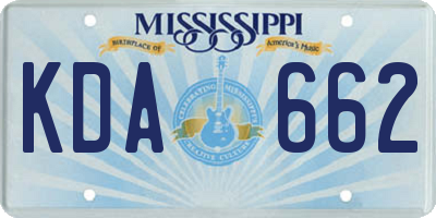 MS license plate KDA662