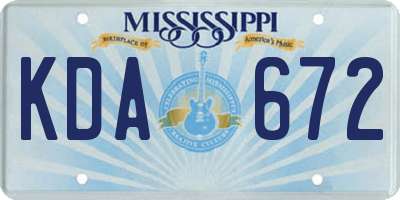 MS license plate KDA672