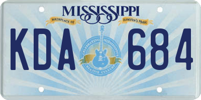MS license plate KDA684
