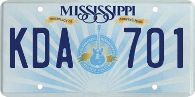 MS license plate KDA701