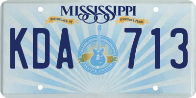MS license plate KDA713