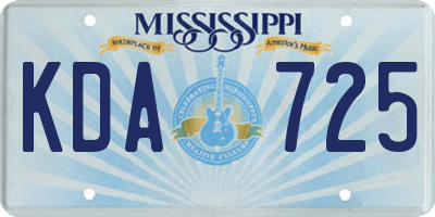 MS license plate KDA725