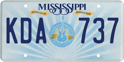 MS license plate KDA737