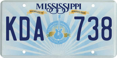 MS license plate KDA738