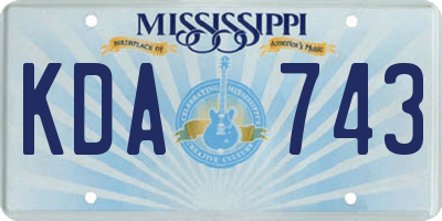MS license plate KDA743