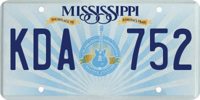 MS license plate KDA752