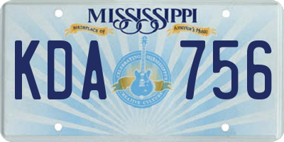 MS license plate KDA756