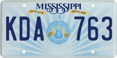 MS license plate KDA763