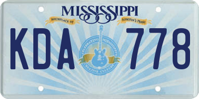 MS license plate KDA778