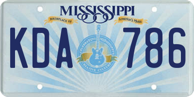 MS license plate KDA786