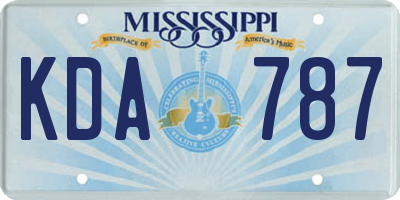 MS license plate KDA787