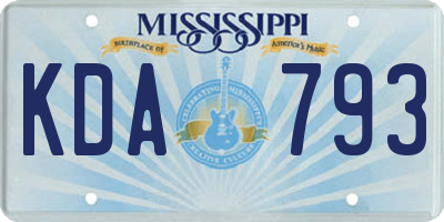 MS license plate KDA793