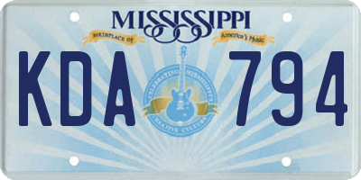 MS license plate KDA794