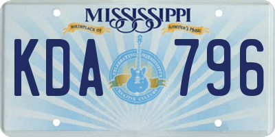 MS license plate KDA796