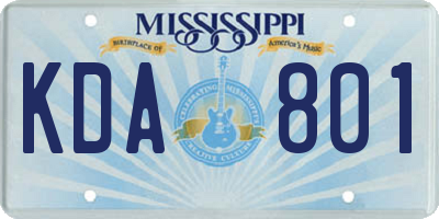 MS license plate KDA801