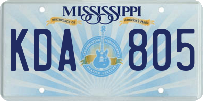 MS license plate KDA805