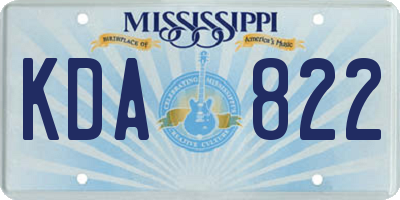 MS license plate KDA822