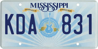 MS license plate KDA831