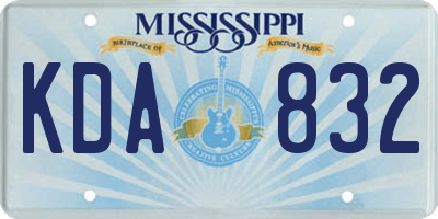 MS license plate KDA832