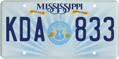 MS license plate KDA833