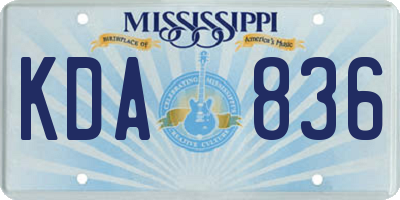 MS license plate KDA836