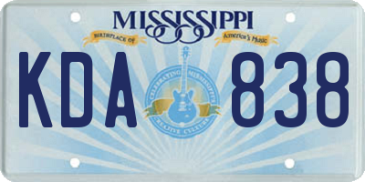 MS license plate KDA838