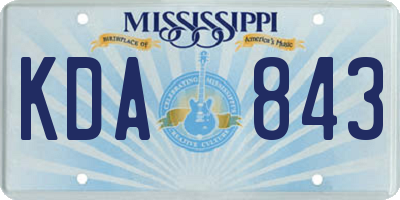 MS license plate KDA843