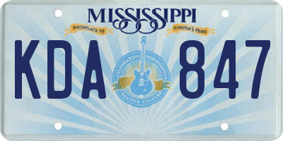 MS license plate KDA847