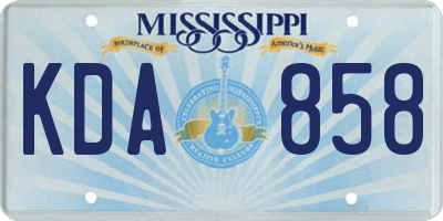 MS license plate KDA858