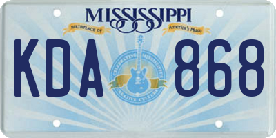 MS license plate KDA868