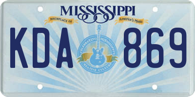 MS license plate KDA869