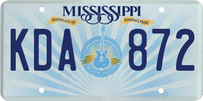 MS license plate KDA872