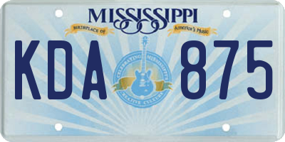 MS license plate KDA875