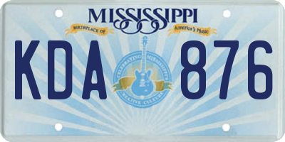 MS license plate KDA876