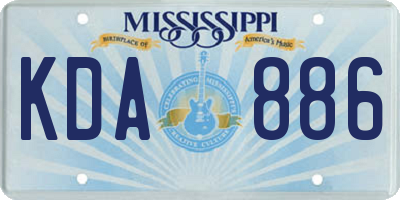 MS license plate KDA886