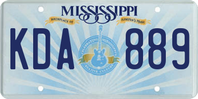 MS license plate KDA889