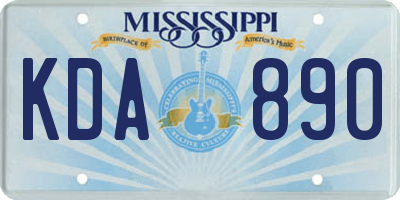 MS license plate KDA890