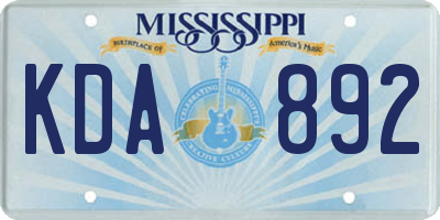 MS license plate KDA892