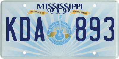 MS license plate KDA893
