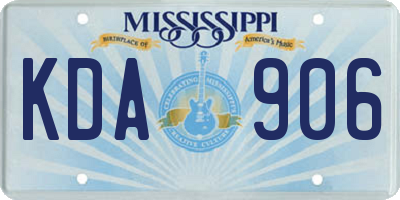 MS license plate KDA906