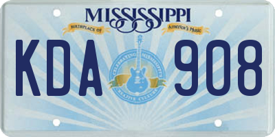 MS license plate KDA908