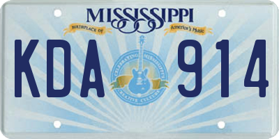 MS license plate KDA914