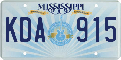 MS license plate KDA915