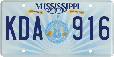 MS license plate KDA916