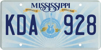 MS license plate KDA928