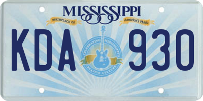 MS license plate KDA930