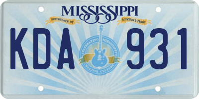 MS license plate KDA931